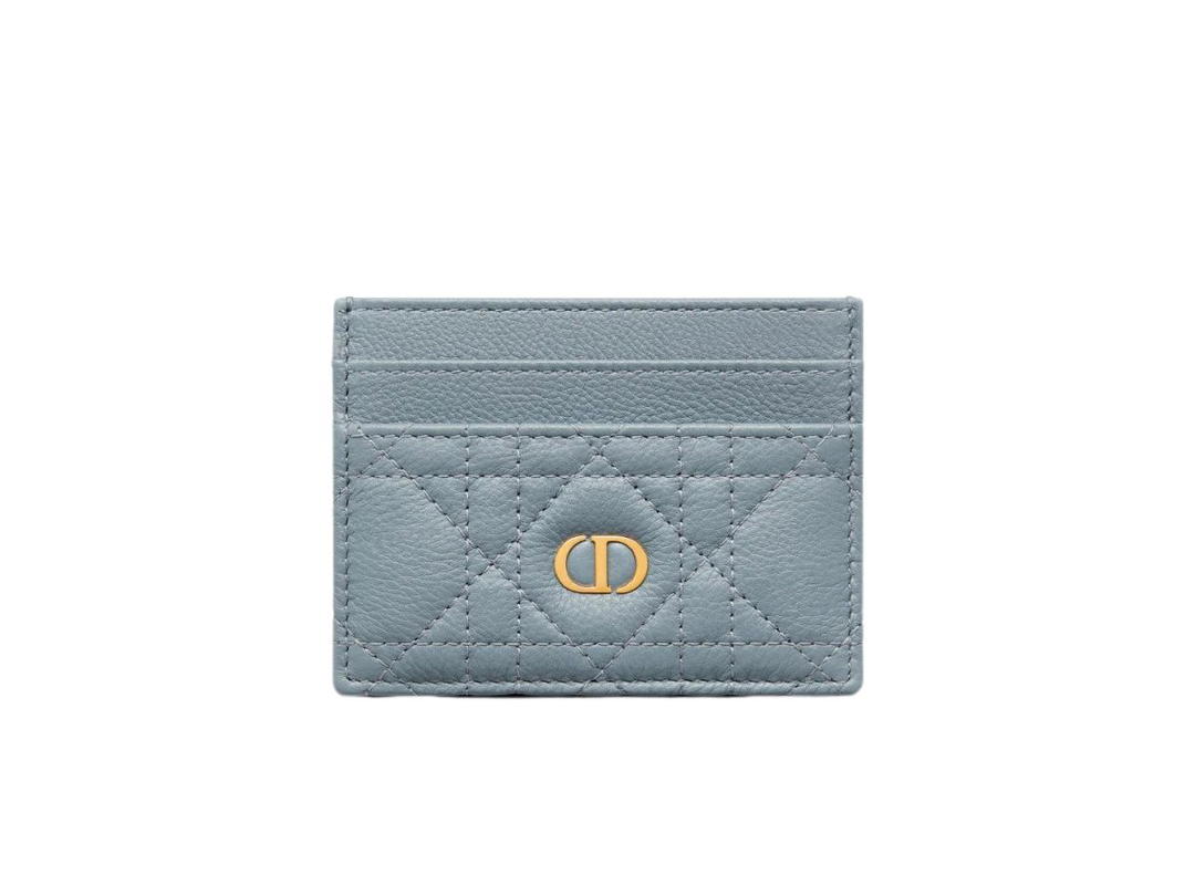 Dior Dior Caro Five-Slot Card Holder Cloud Blue Supple Cannage Calfskin