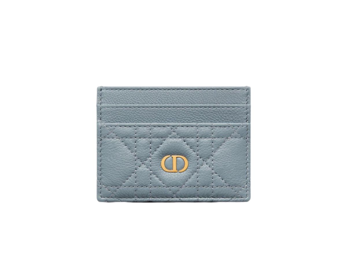 Dior Dior Caro Five-Slot Card Holder Cloud Blue Supple Cannage Calfskin