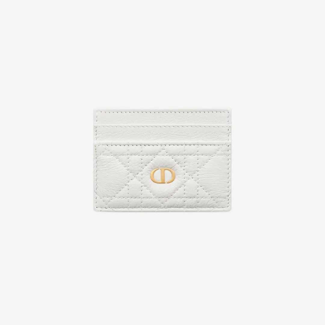 Dior Dior Caro Five Slot Card Holder Supple Cannage Calfskin Latte