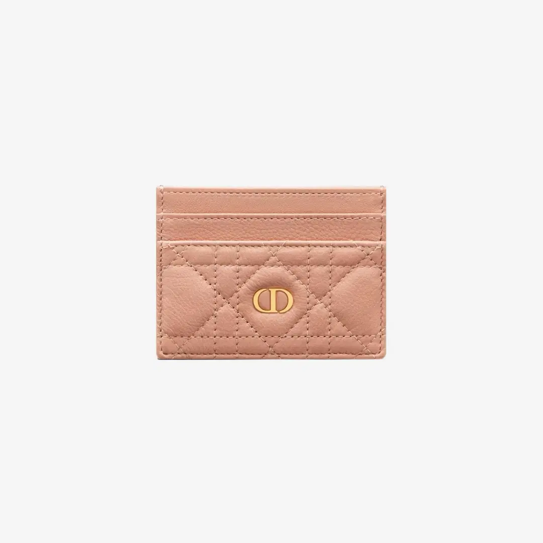 Dior Dior Caro Five Slot Card Holder Supple Cannage Calfskin Rose Des Vents