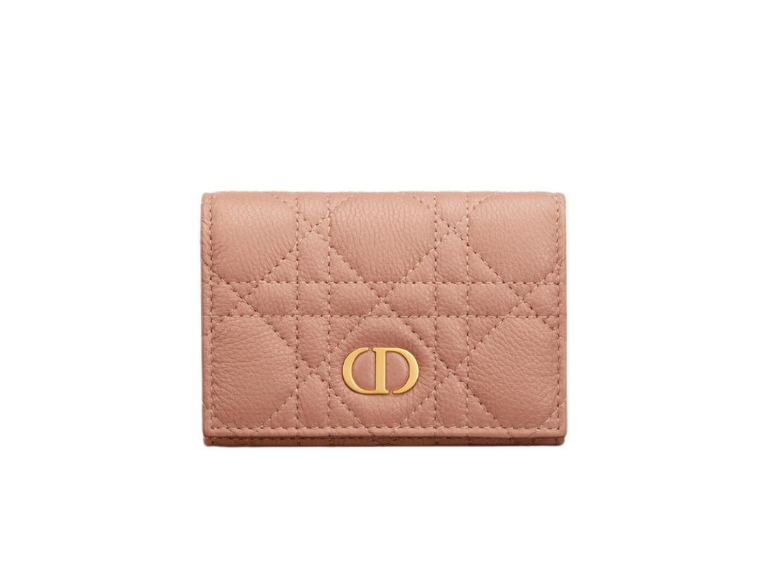 Dior Dior Caro Glycine Wallet In Rose des Vents Supple Cannage Calfskin