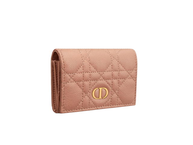 Dior Dior Caro Glycine Wallet In Rose des Vents Supple Cannage Calfskin - view 2