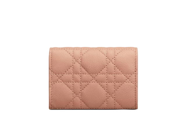 Dior Dior Caro Glycine Wallet In Rose des Vents Supple Cannage Calfskin - view 3