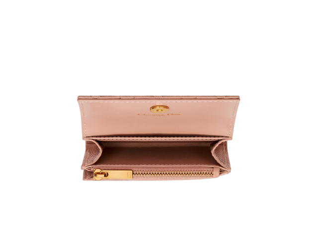 Dior Dior Caro Glycine Wallet In Rose des Vents Supple Cannage Calfskin - view 4