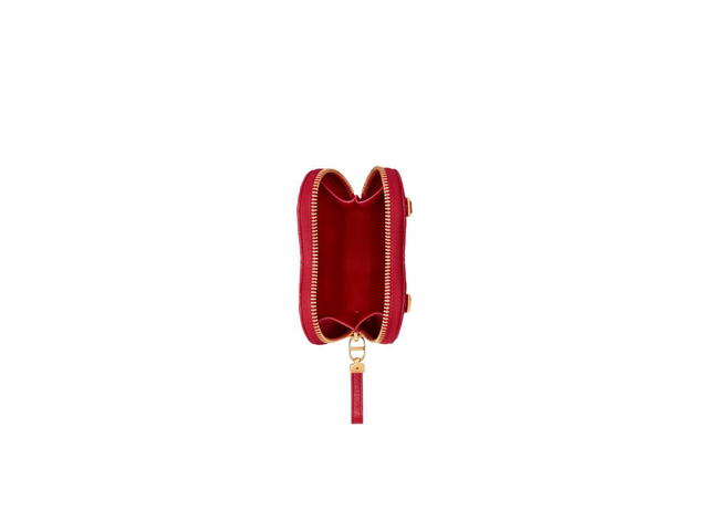 Dior Dior Caro Heart Pouch With Chain In Amaryllis Red Cannage Calfskin With Heart Motif - view 3
