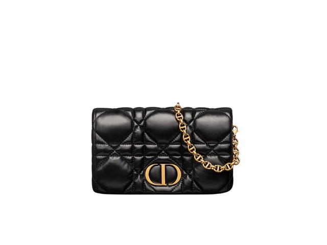 Dior Dior Caro Macrocannage Mini Bag In Black Quilted Macrocannage Calfskin - view 1