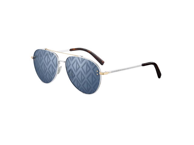 Dior Dior CD Diamond A1U In Blue Mirrored Pilot Sunglasses with CD Diamond Motif With Gold And Silver-Finish Metal Frame - view 3