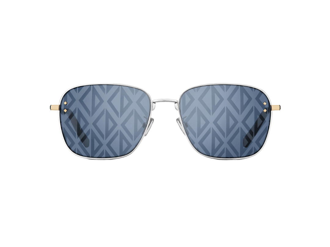 Dior Dior CD Diamond S4U In Blue Mirrored Square Sunglasses with CD Diamond Motif and Gold Silver-Finish Metal Frame