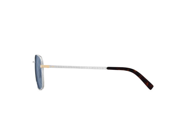 Dior Dior CD Diamond S4U In Blue Mirrored Square Sunglasses with CD Diamond Motif and Gold Silver-Finish Metal Frame - view 2