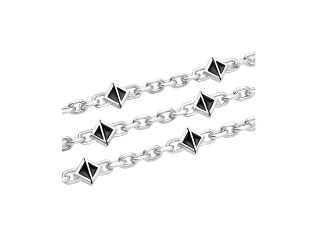 Dior Dior CD Diamond Thin Chain Link Necklace In CD Diamond Signature Silver-Finish Brass And Black Resin - view 2