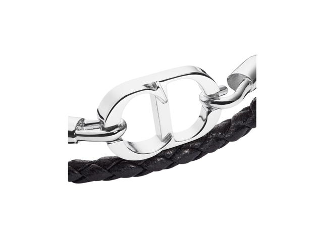 Dior Dior CD Icon Braided Leather Bracelet In Black Calfskin And Silver-Finish Brass - view 2