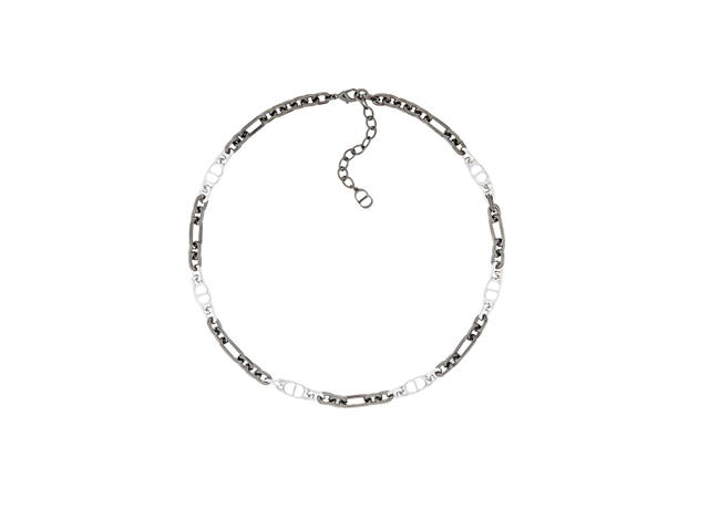 Dior Dior CD Icon Chain Link Necklace In Ruthenium And Silver-Finish Brass - view 1