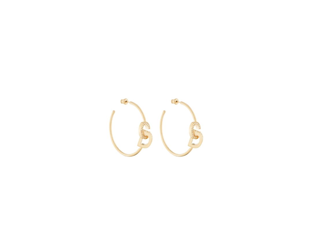 Dior Dior CD Lock Earrings In Hoop Gold-Finish Metal And Silver-Tone Crystals