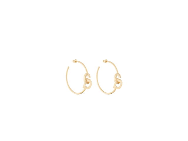 Dior Dior CD Lock Earrings In Hoop Gold-Finish Metal And Silver-Tone Crystals - view 1
