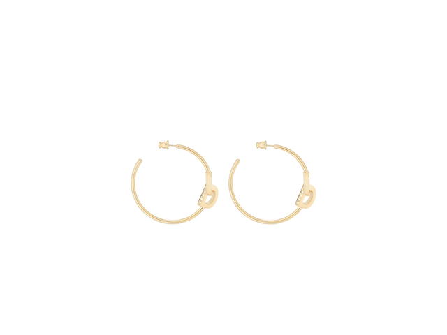 Dior Dior CD Lock Earrings In Hoop Gold-Finish Metal And Silver-Tone Crystals - view 2
