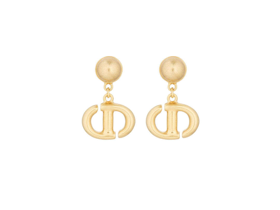 Dior Dior CD Navy Earrings In Gold-Finish Metal