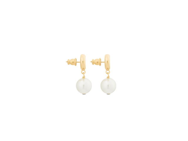 Dior Dior CD Navy Earrings In Gold-Finish Metal And White Resin Pearls - view 2