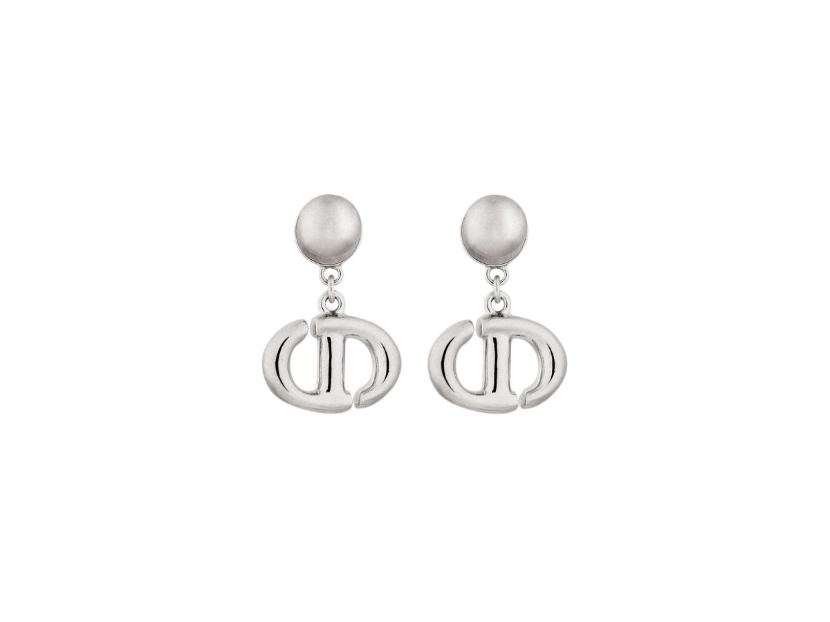 Dior Dior CD Navy Earrings In Silver-Finish Metal