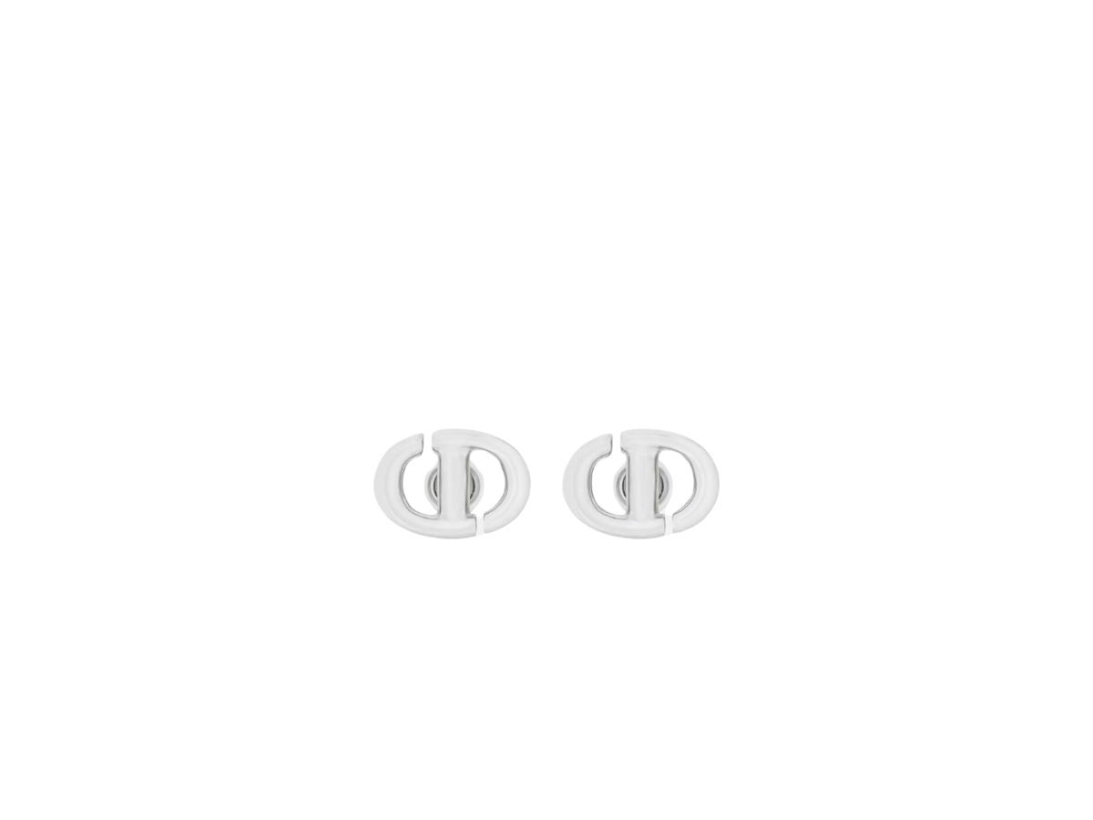 Dior Dior CD Navy Stud Earrings In Silver-Finish Metal