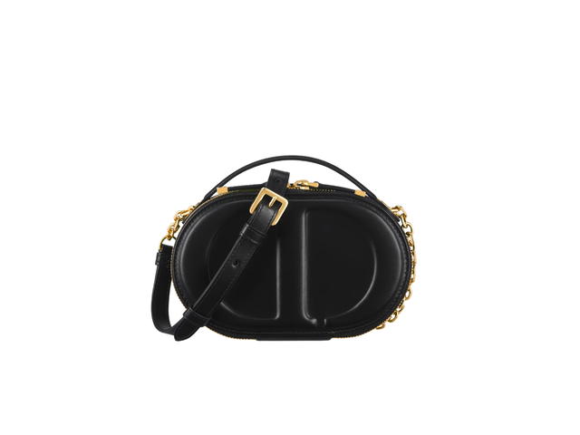 Dior Dior CD Signature Oval Camera Bag In Black Calfskin With Embossed CD Signature Gold-Finish Metal Hardware - view 1