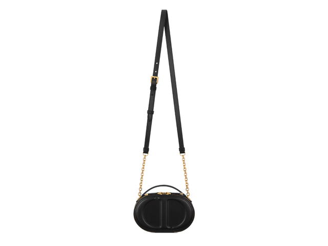 Dior Dior CD Signature Oval Camera Bag In Black Calfskin With Embossed CD Signature Gold-Finish Metal Hardware - view 3