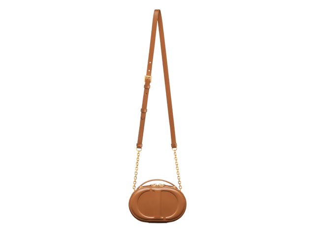 Dior Dior CD Signature Oval Camera Bag In Golden Saddle Calfskin With Embossed CD Signature Gold-Finish Metal Hardware - view 3