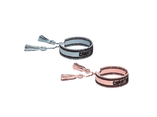 Dior Dior Christian Dior Bracelet Set In Pastel Pink And Blue Embroidery - view 1