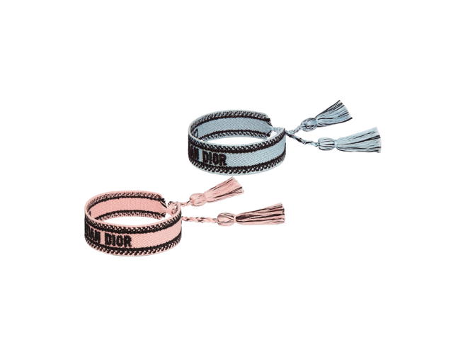 Dior Dior Christian Dior Bracelet Set In Pastel Pink And Blue Embroidery - view 2