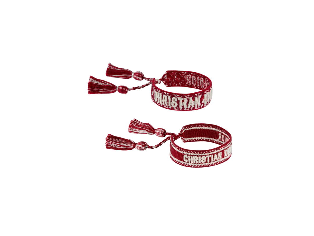 Dior Dior Christian Dior Bracelet Set In Red Dior Oblique Embroidery