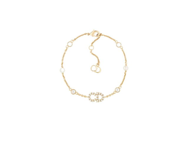 Dior Dior Clair D Lune Bracelet In Gold-Finish Metal With White Resin Pearls And White Crystals - view 1