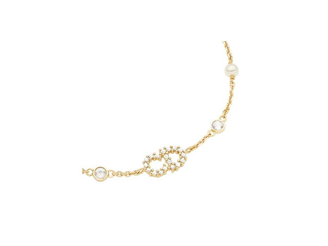 Dior Dior Clair D Lune Bracelet In Gold-Finish Metal With White Resin Pearls And White Crystals - view 2
