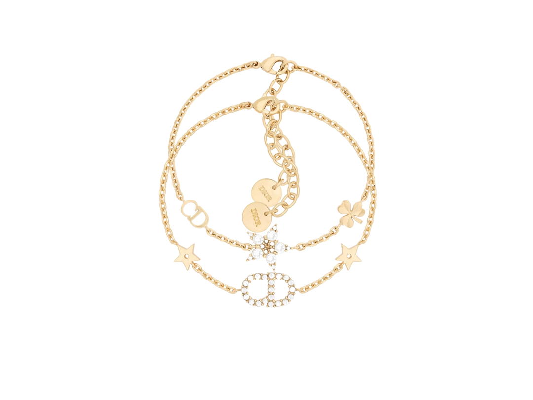 Dior Dior Clair D Lune Bracelet Set In Gold-Finish Metal And White Crystals