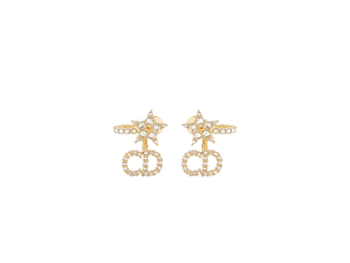 Dior Dior Clair D Lune Earrings Gold-Finish Metal And White Crystals