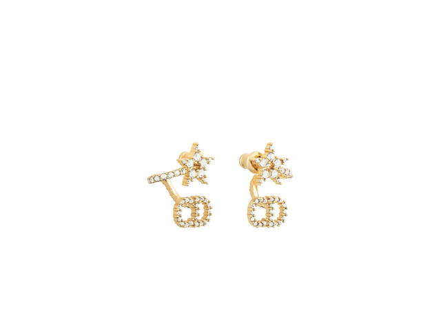 Dior Dior Clair D Lune Earrings Gold-Finish Metal And White Crystals - view 2