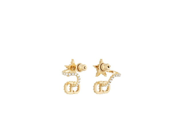 Dior Dior Clair D Lune Earrings Gold-Finish Metal And White Crystals - view 3