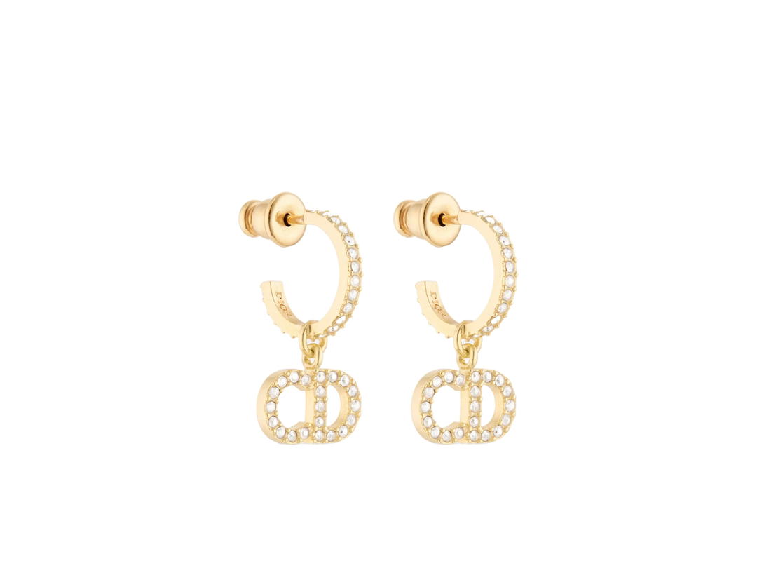Dior Dior Clair D Lune Earrings In Gold-Finish Metal And White Crystals