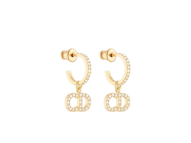 Dior Dior Clair D Lune Earrings In Gold-Finish Metal And White Crystals - view 1