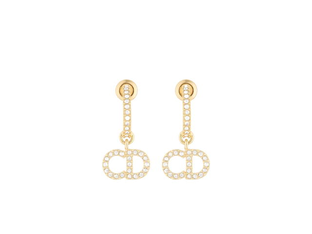 Dior Dior Clair D Lune Earrings In Gold-Finish Metal And White Crystals - view 2