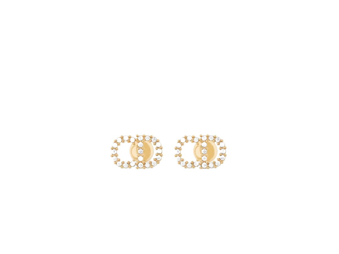 Dior Dior Clair D Lune Earrings In Gold-Finish Metal With White Crystals