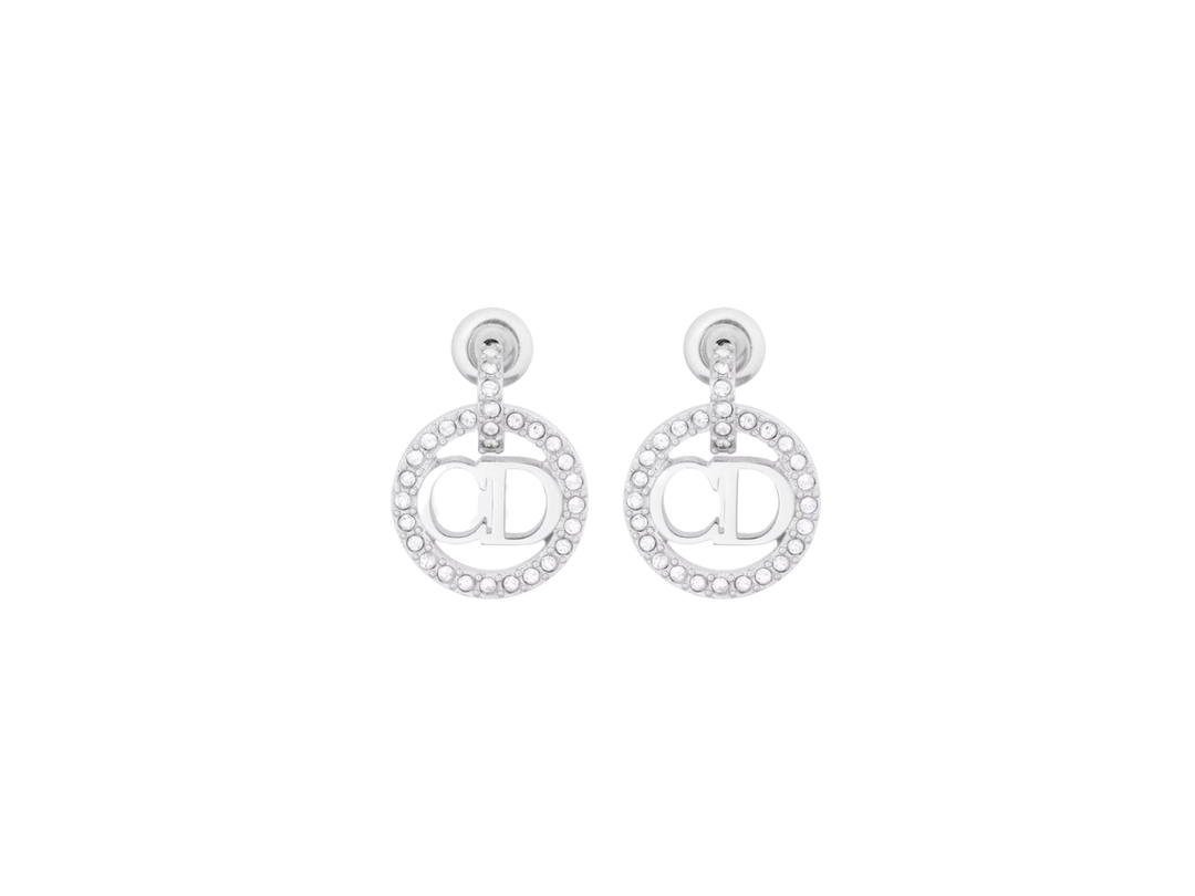 Dior Dior Clair D Lune Earrings In Silver-Finish Metal With Silver-Tone Crystals