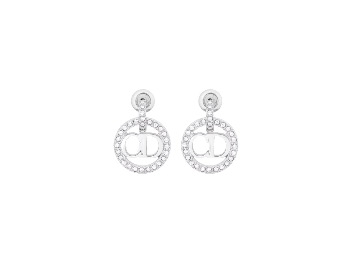 Dior Dior Clair D Lune Earrings In Silver-Finish Metal With Silver-Tone Crystals