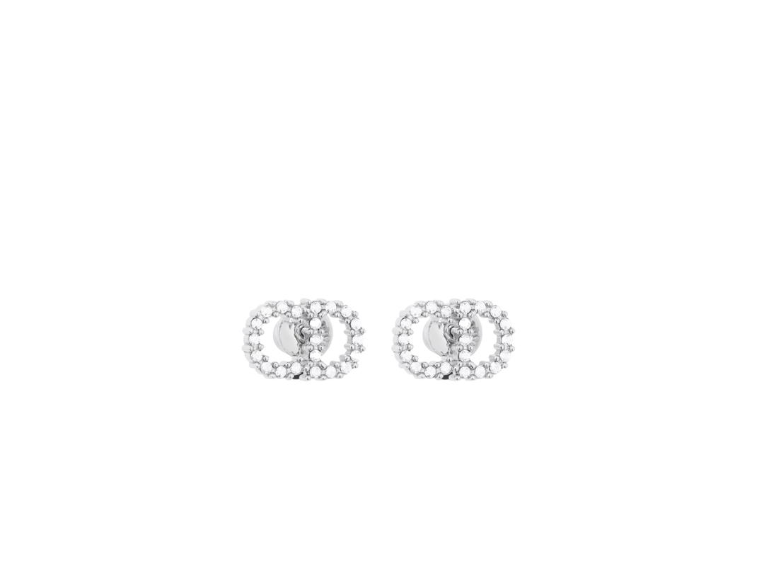 Dior Dior Clair D Lune Earrings In Silver-Finish Metal With White Crystals