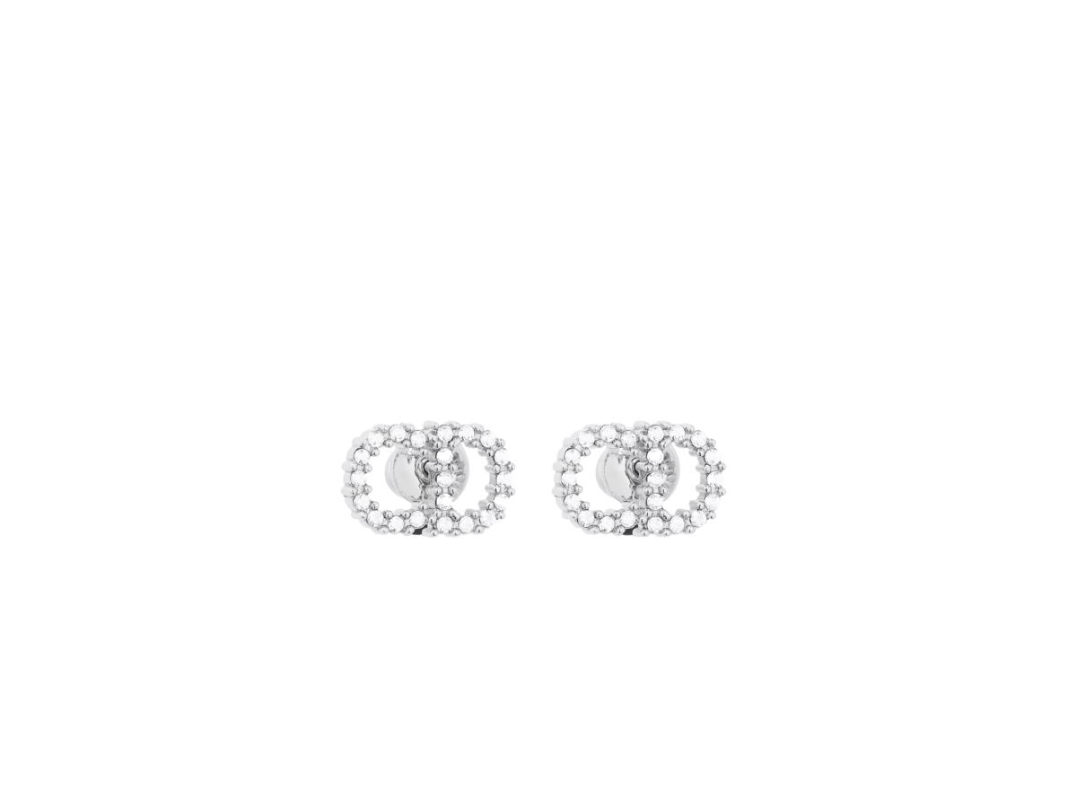 Dior Dior Clair D Lune Earrings In Silver-Finish Metal With White Crystals