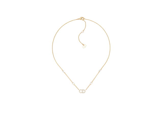 Dior Dior Clair D Lune Necklace In A thin Gold-Finish Metal, White Resin Pearls And White Crystals - view 1