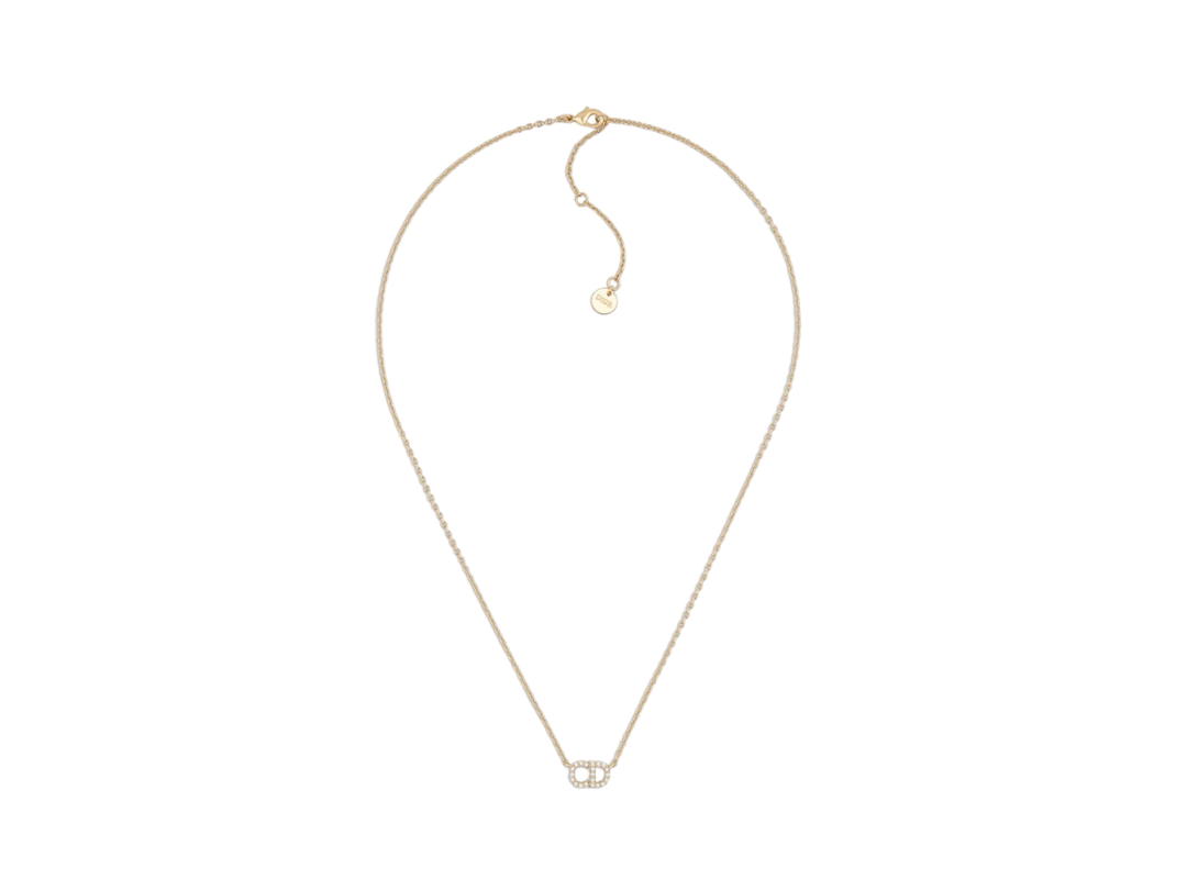 Dior Dior Clair D Lune Necklace In Gold-Finish Metal And White Crystals