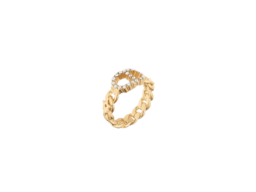 Dior Dior Clair D Lune Ring In Chain Gold-Finish Metal And White Crystals