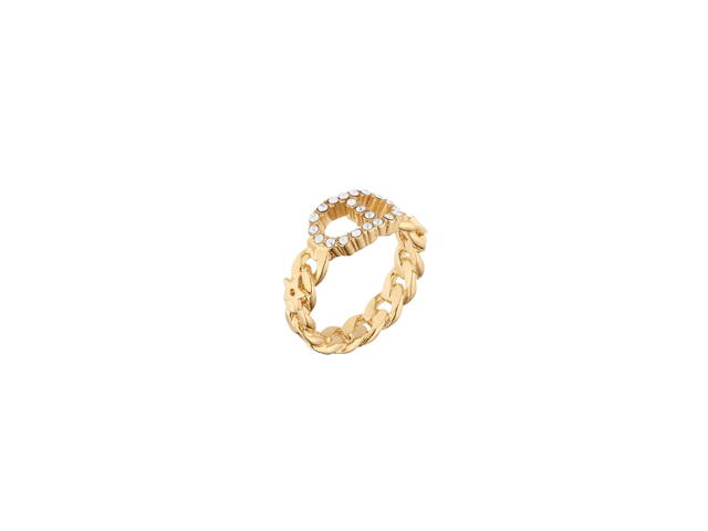 Dior Dior Clair D Lune Ring In Chain Gold-Finish Metal And White Crystals - view 1