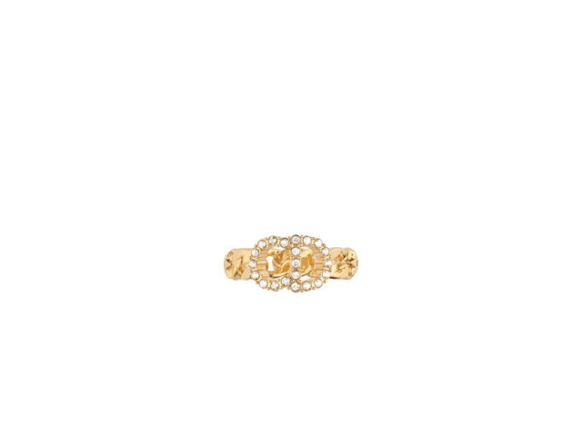 Dior Dior Clair D Lune Ring In Chain Gold-Finish Metal And White Crystals - view 2