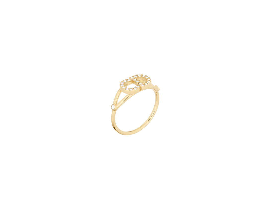 Dior Dior Clair D Lune Ring In Gold-Finish Metal And White Crystals