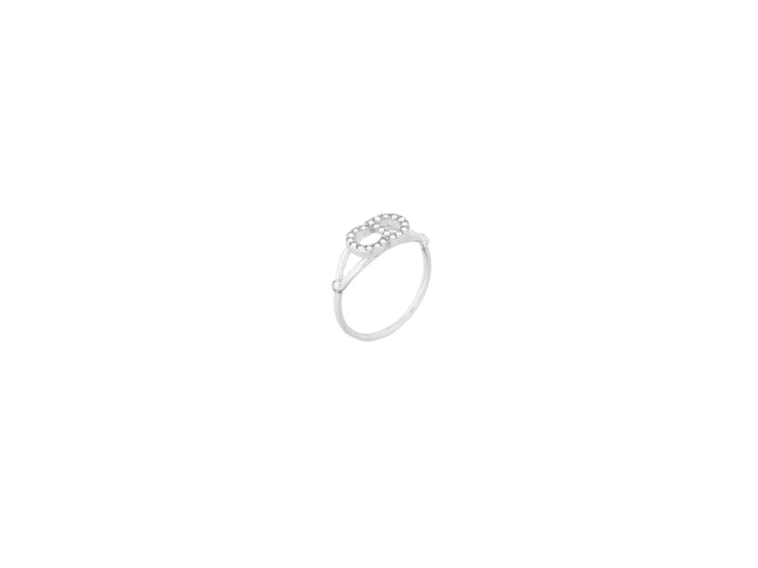 Dior Dior Clair D Lune Ring In Silver-Finish Metal With White Crystals